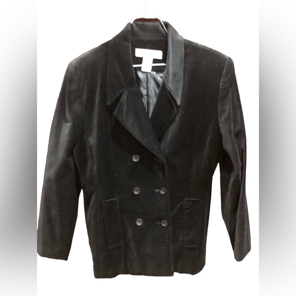 Apostrophe Black Velvet Peacoat Blazer Sz 10 - Picture 1 of 7